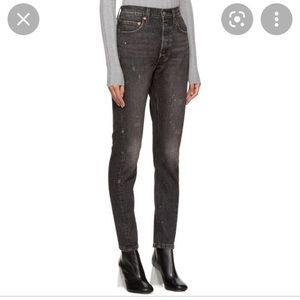 Levis 502 altered skinny jeans black grey 28